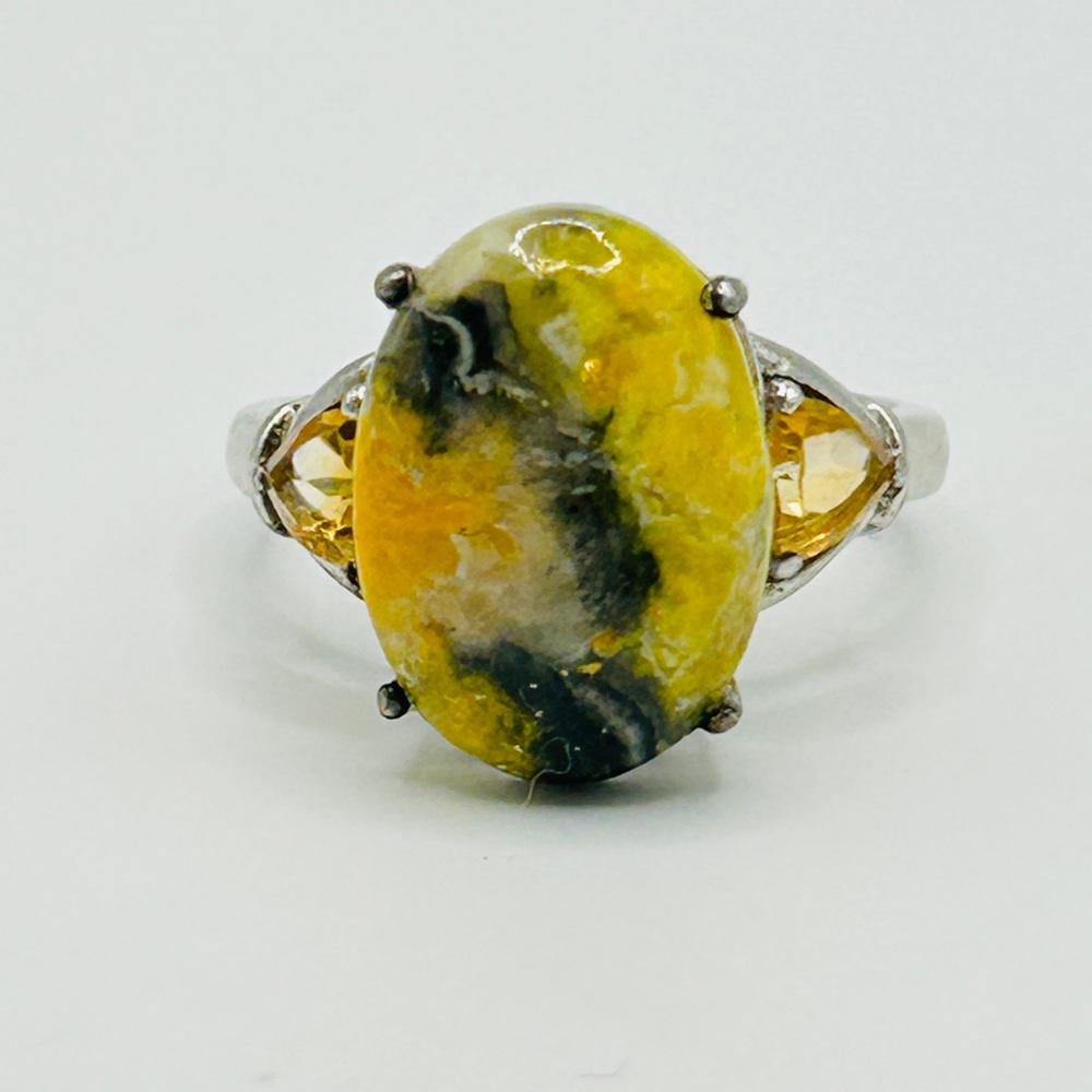 Bumblebee Jasper Ring; Size 9.75; Stainless Steel